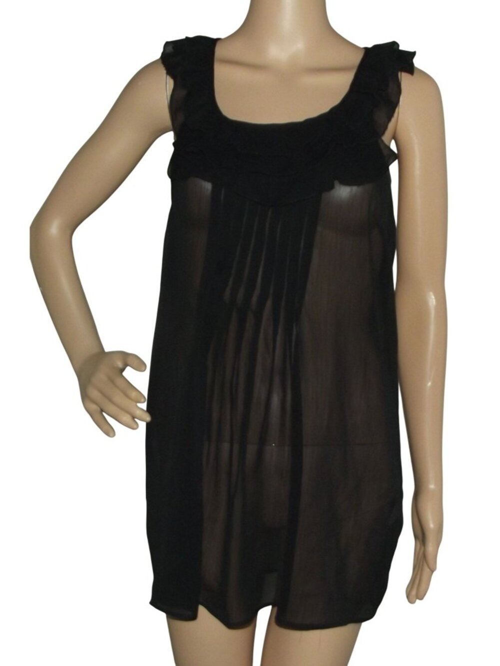 Tramp Blouse Tank Womens Size Medium Black Sheer racerback sleeveless top
